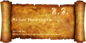 Milus Henrietta névjegykártya